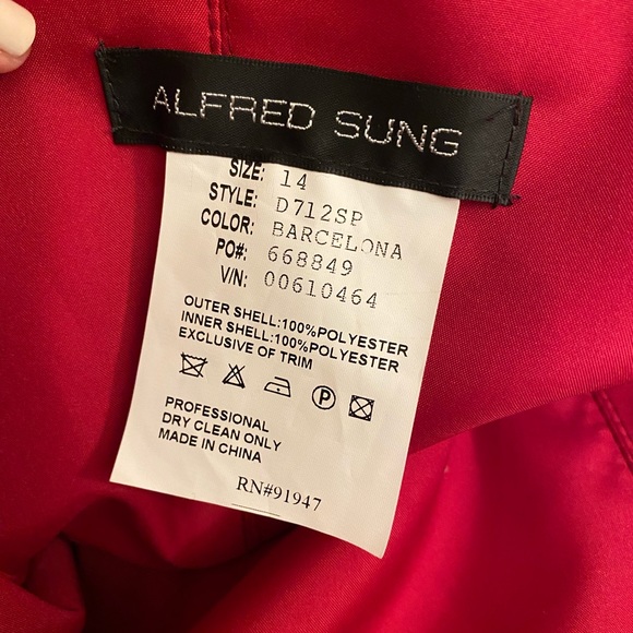 ALFRED SUNG Strapless beautiful midi dress, like new, 14 size Dupioni fabric - Picture 13 of 16